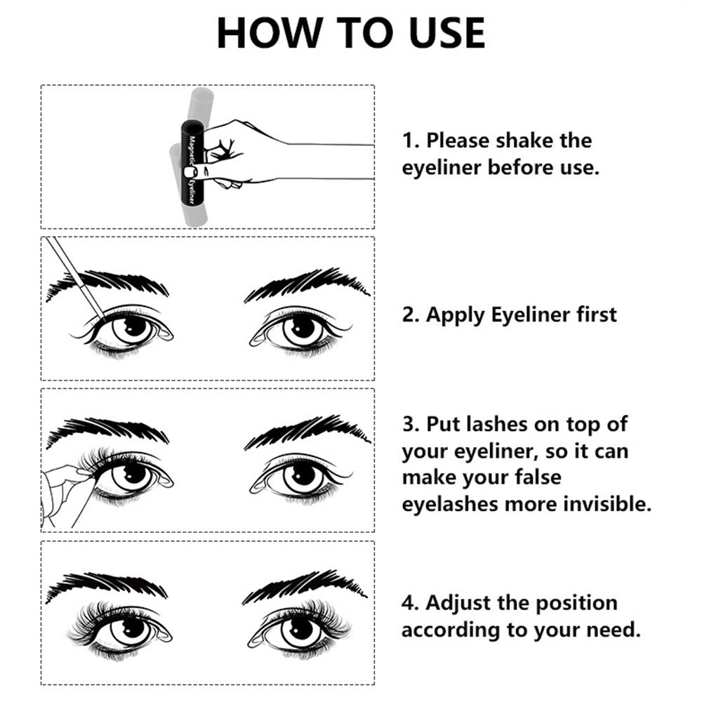 Magnetic Eyeliner magnet false eyelash three magnetization glue free false eyelash