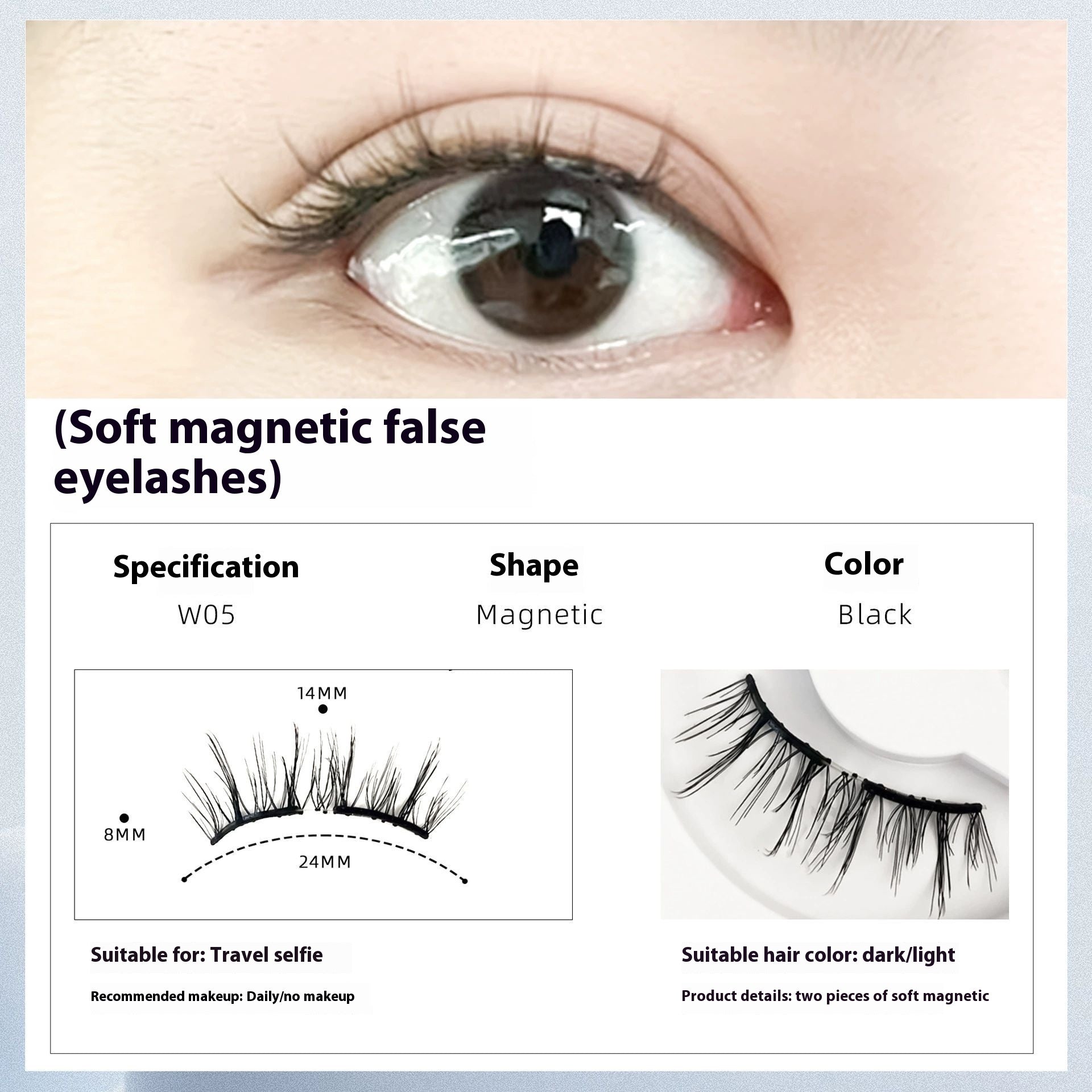 Magnetic False Eyelashes Natural Long Lasting Eyelashes Integrated Soap Holder
