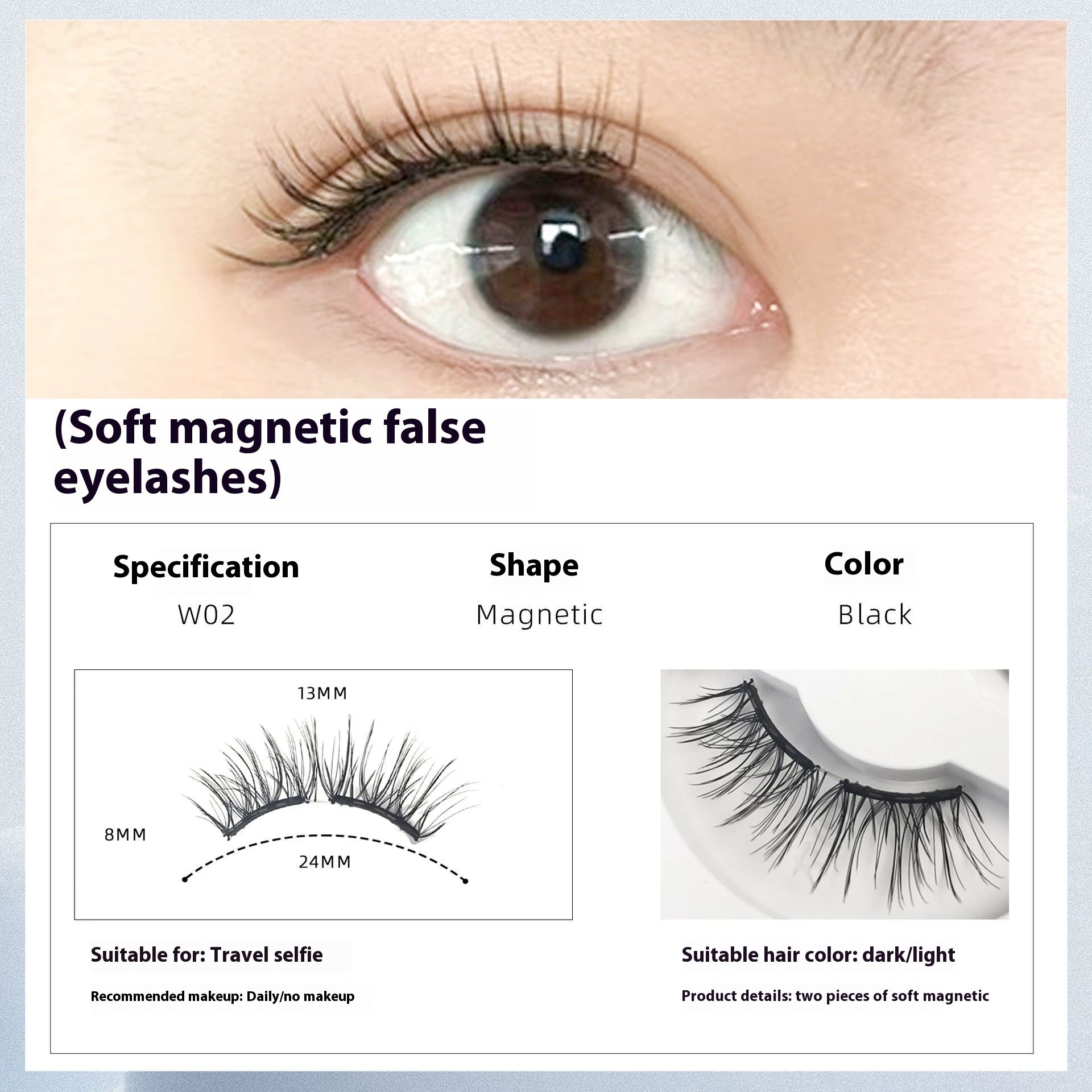 Magnetic False Eyelashes Natural Long Lasting Eyelashes Integrated Soap Holder